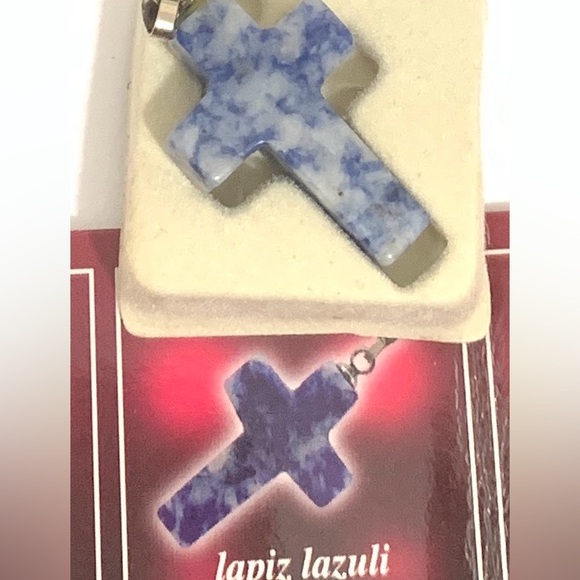 Blue Lapiz Cross Pendant - Picture 5 of 5